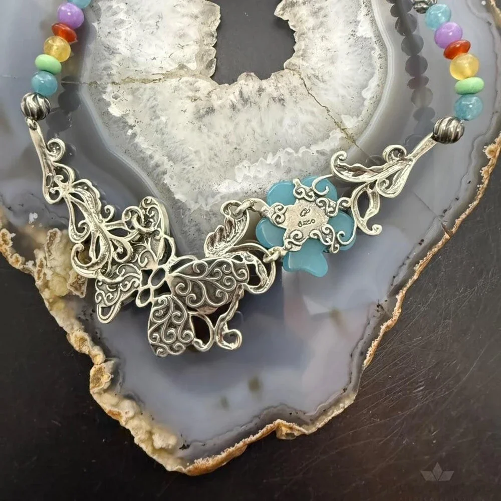 Carolyn Pollack Sterling Inlay Butterfly & Multistone Beads 15